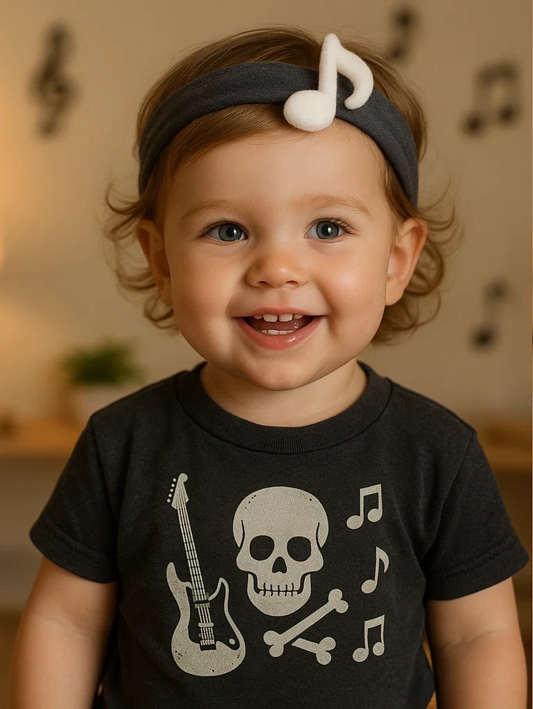 Baby-Stirnband mit Musiknote – Bestseller-Accessoire für Fotos und Geschenke