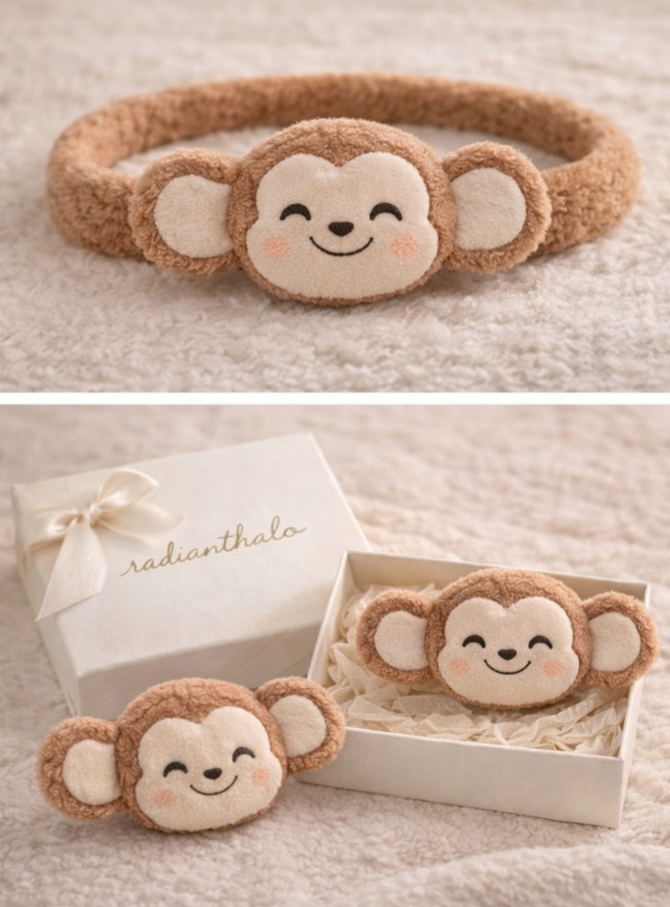 Playful Monkey Twin Baby Headbands for Fun Photoshoots