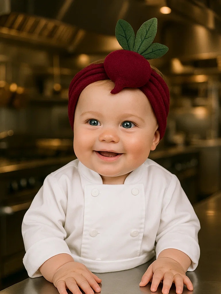 Baby Chef Headband – Beetroot Delight