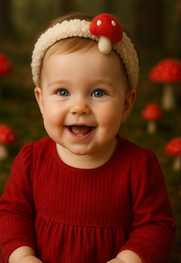 Soft Baby Headbands with Removable Cartoon Mushroom Design for Comfortable Wear