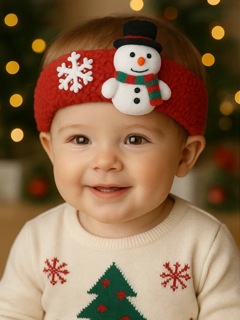 Bandeau bébé doux de Noël avec bonhomme de neige mignon