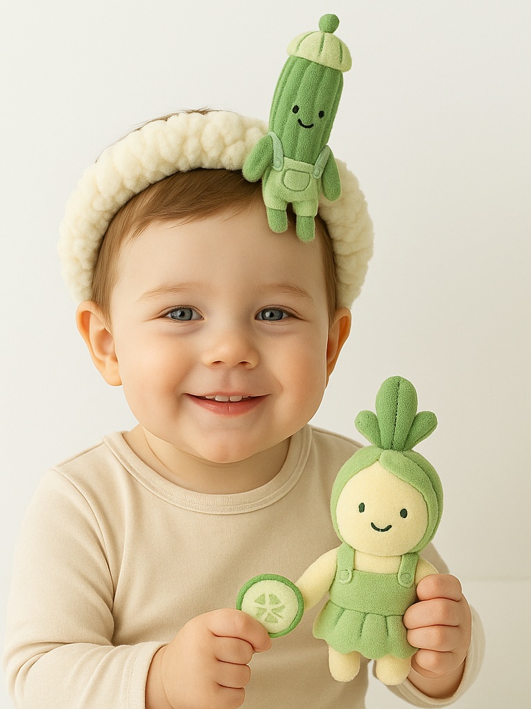 Faixas de cabeça fofas e macias para bebês com personagens de pelúcia para um visual adorável