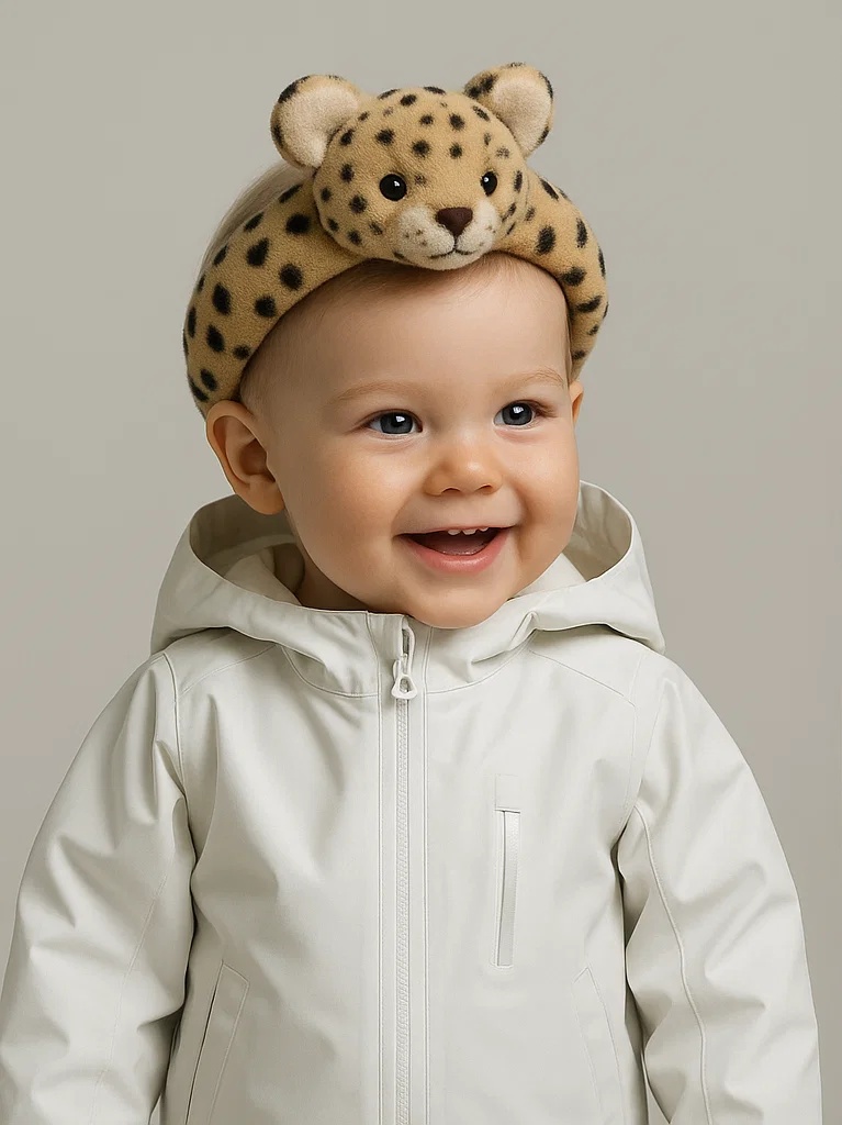 Jungle Cheetah Baby Headband – Spotted Plush Animal Ears