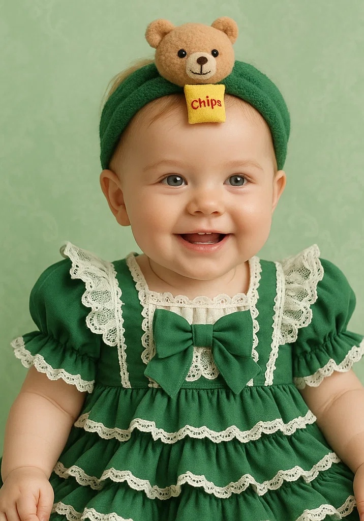 Bear and Chips-Themed Baby Headband