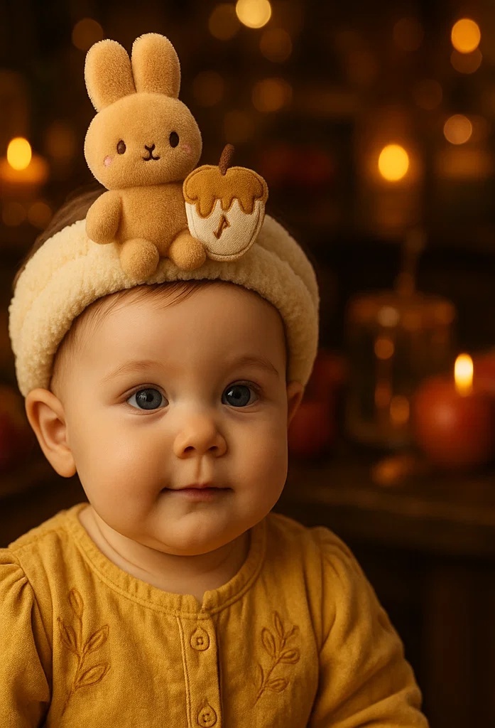 Delightful Baby Headbands with Plush Bear and Snowflake Cup – Removable for Winter Photoshoots