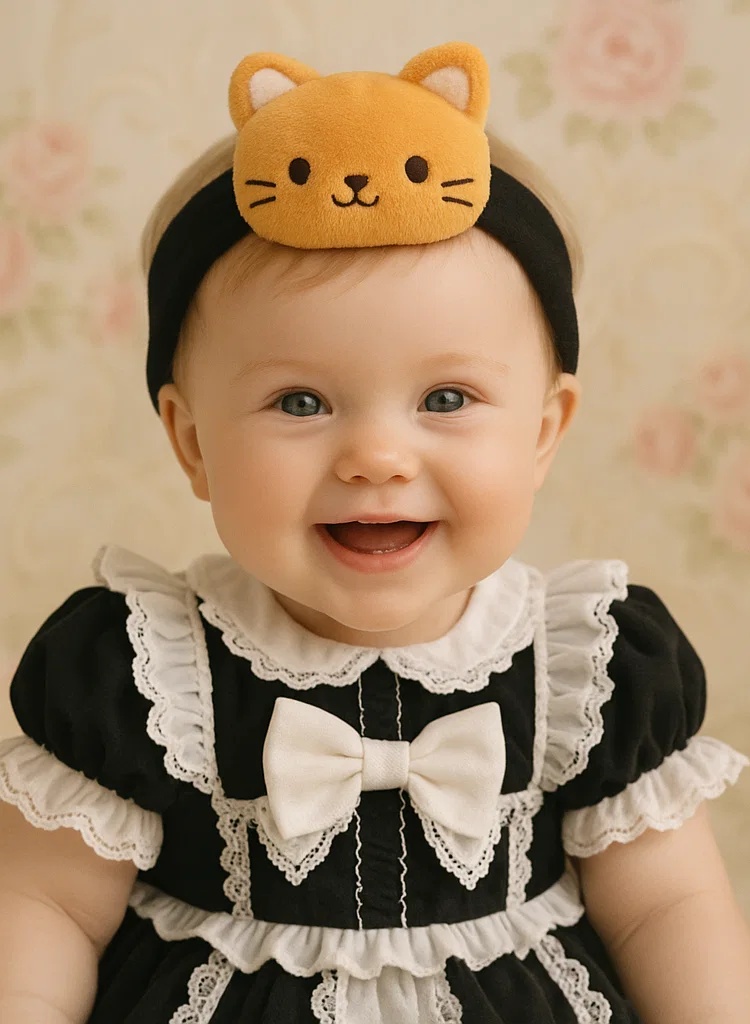 Star Kirby Baby Haarband mit Tierdesign und schwarzem Kleid