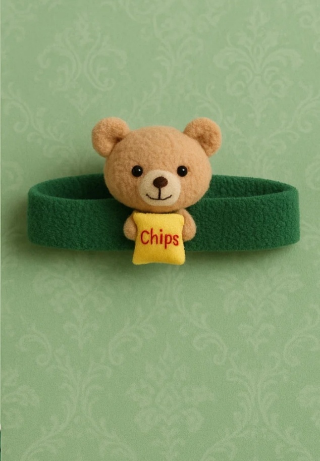 Bear and Chips-Themed Baby Headband