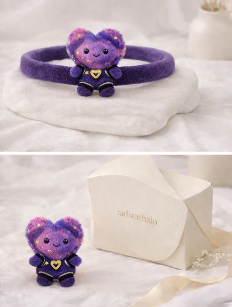 Baby Headband with Heart Bear Design