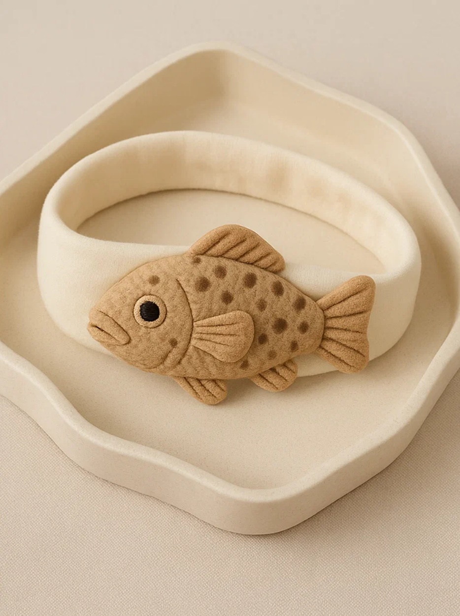Knitted Baby Headband with Stuffed Fish Doll – Cozy and Photogenic