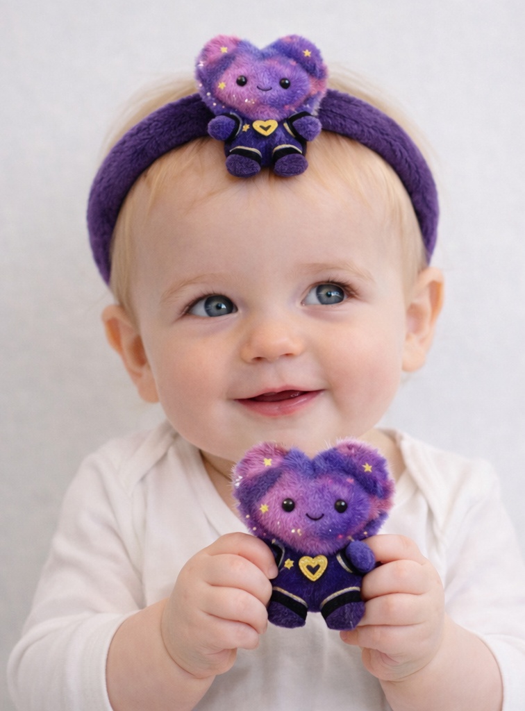 Baby Headband with Heart Bear Design