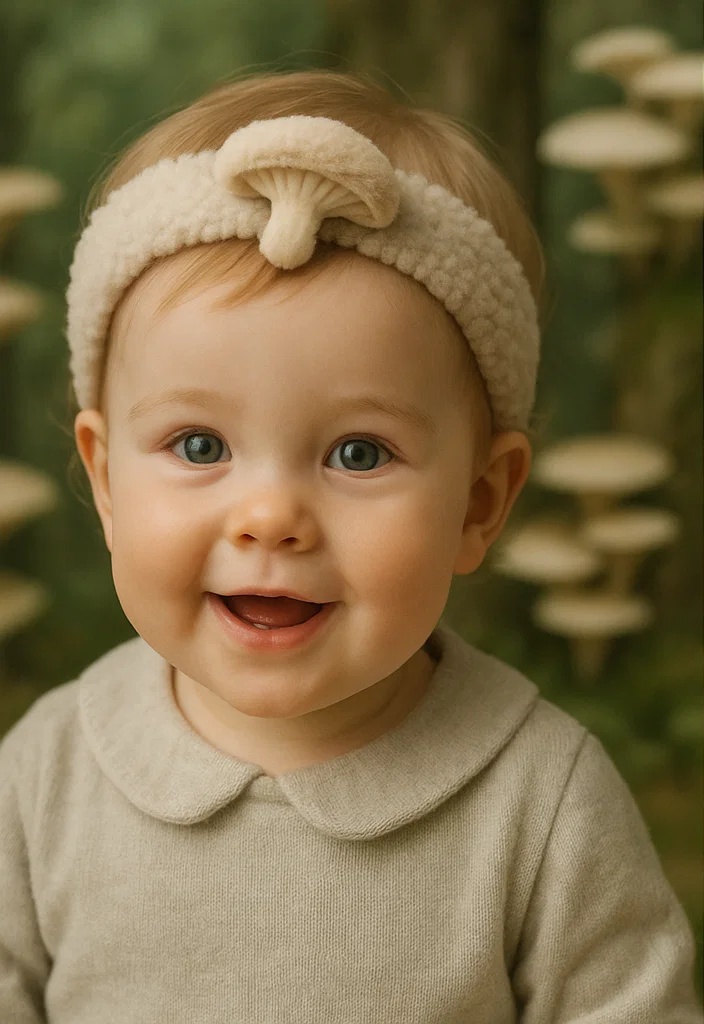 Creative Baby Headbands with Mushroom Embellishments for Nature-Themed Collections