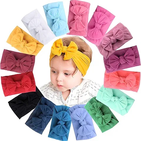 Faixa de Cabeça de Bebê 20 Cores – Faixa Elástica com Nó Grande para Bebês