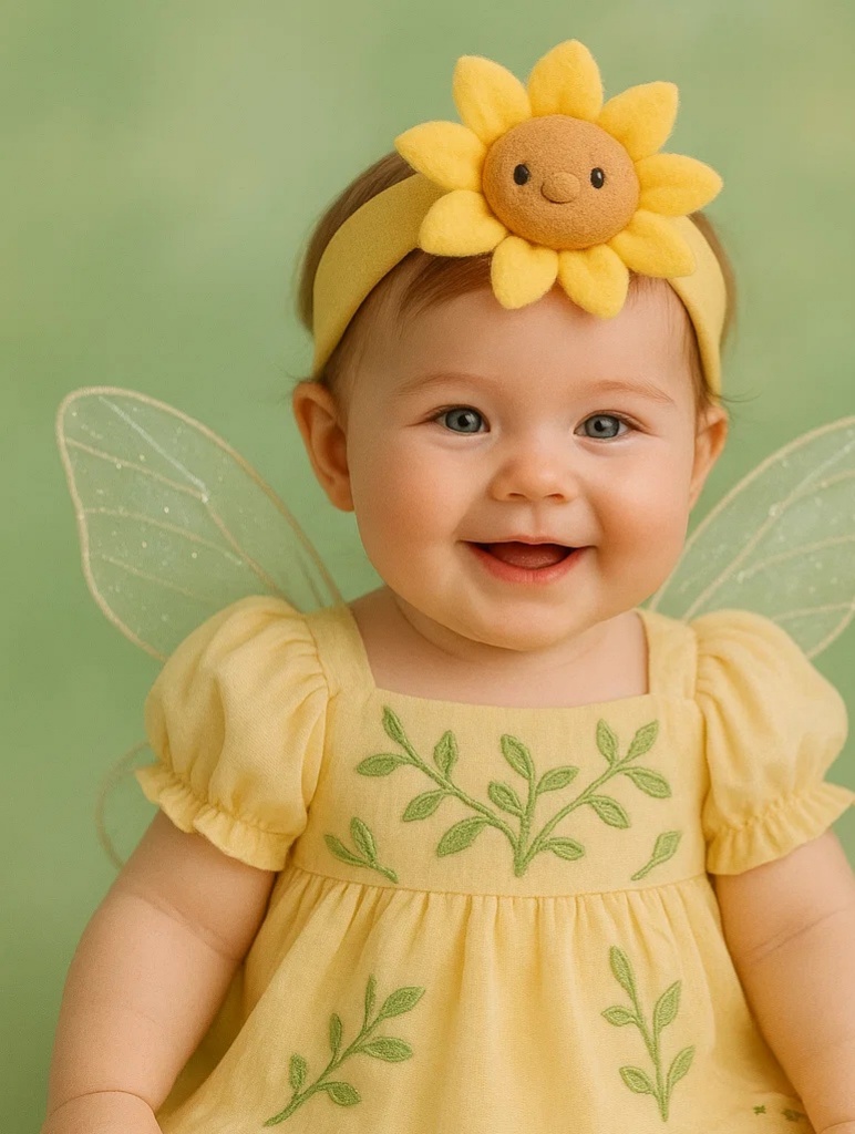 Sunflower Fairy Headband for Babies – Plush Happy Sunflower Doll Design