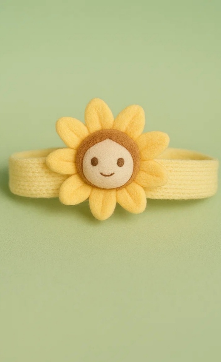 Happy Sunflower Doll Fairy Headband – Soft Elastic Floral Headband with Wings