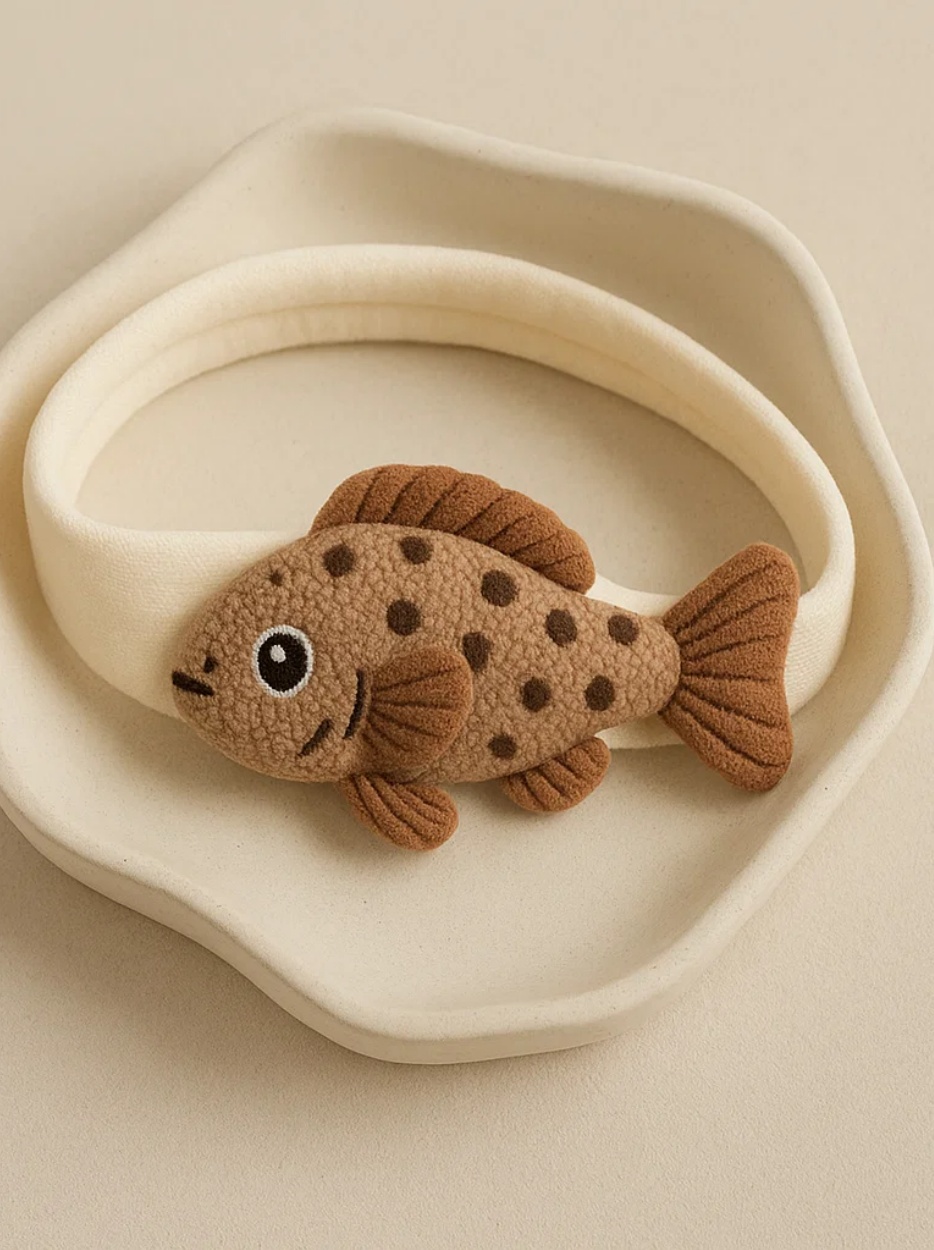 Neutral Baby Headband with Plush Fish Toy – Perfect for Boys and Girls