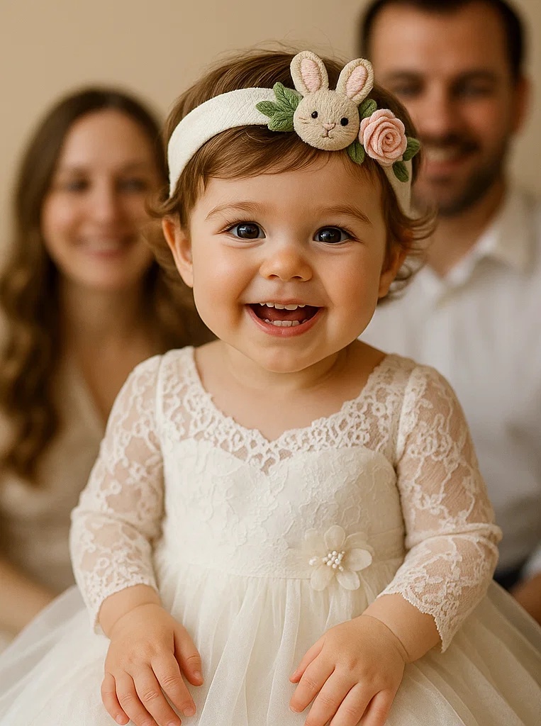 Faixa de cabelo macia para bebê com coelho e flores para sessão de fotos