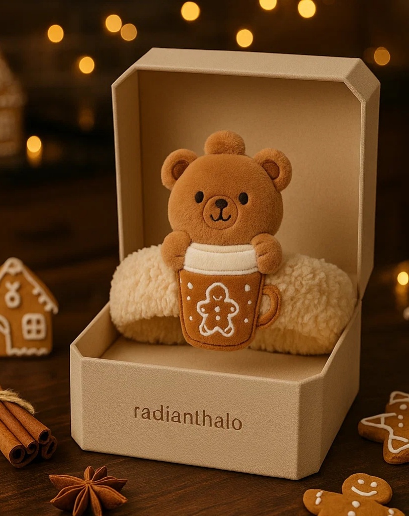 Cozy Winter Bear Baby Headband with Gingerbread Mug: Perfect for the Holidays