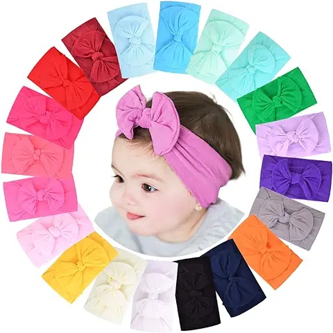 Faixa de Cabeça de Bebê 20 Cores – Design de Nó Grande, Ideal para Sessões de Fotos e Uso Diário