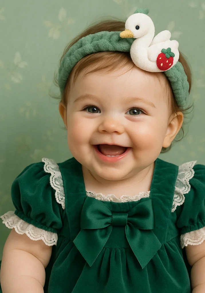Duck-Themed Baby Headband with Strawberry