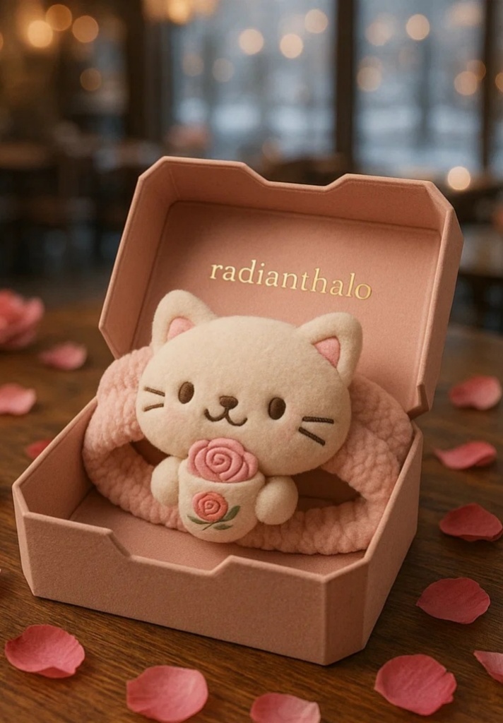 Adorable Cat Baby Headband with Orange Drink: Perfect for Winter Moments
