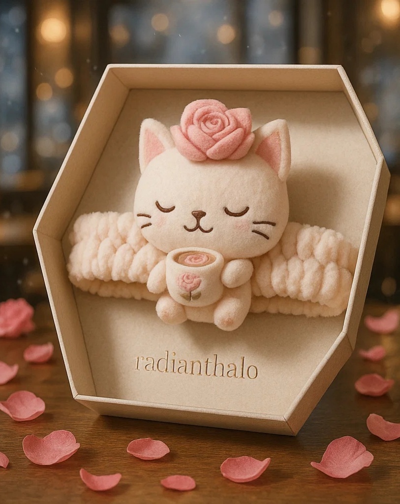 Lovely Cat Baby Headband with Rose Mug: A Floral Touch for Baby's Winter