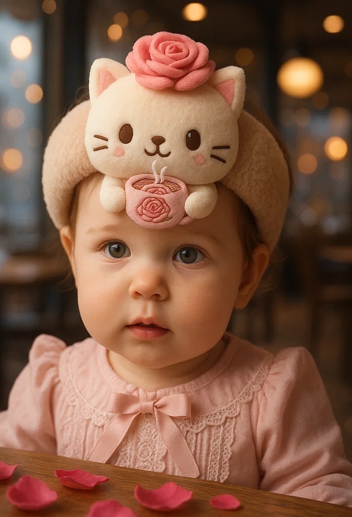 Elegant Kitten Baby Headband with Rose Mug: A Sweet Gift for Baby