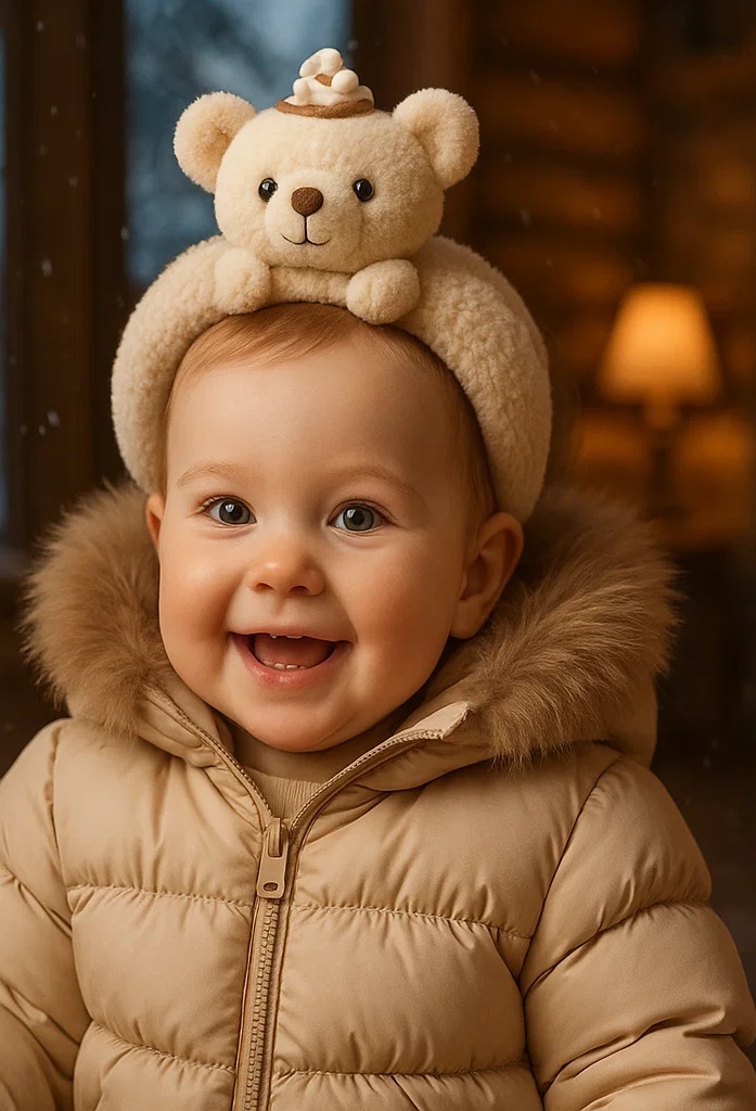 Premium Soft Baby Headband with Cute Cartoon Bear Design - Ideal for Photo Shoots