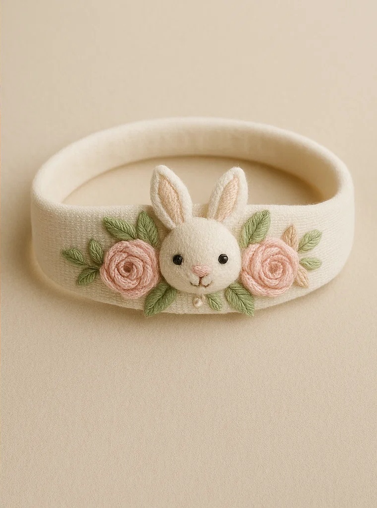 Weiches Baby-Stirnband mit Hasen- und Blumenmotiv für Fotoshootings