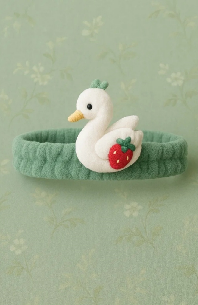 Duck-Themed Baby Headband with Strawberry