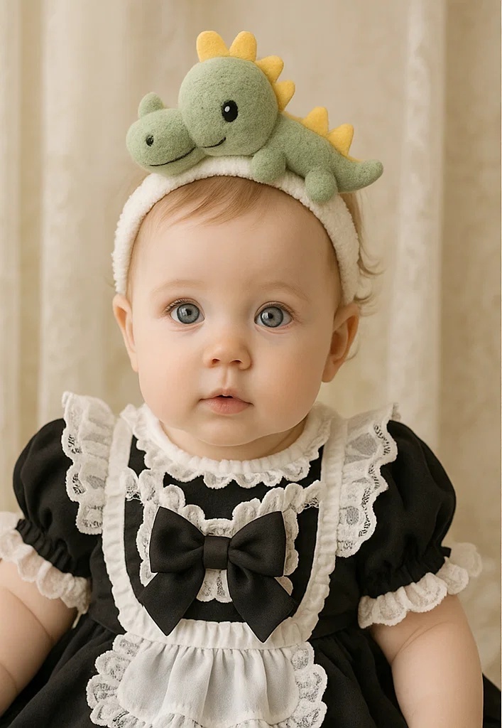 Bandeau bébé avec design animal et robe noire