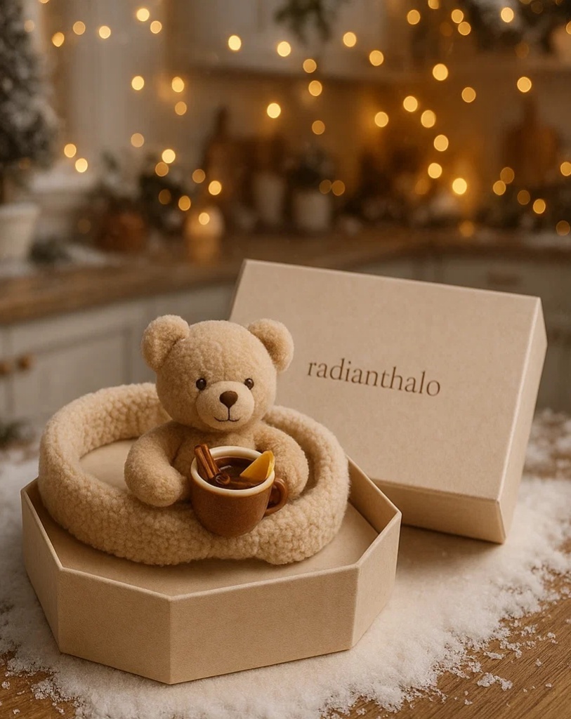 Trendy Baby Headband with Playful Bear and Cup of Hot Chocolate - A Photo Prop for Special Occasions