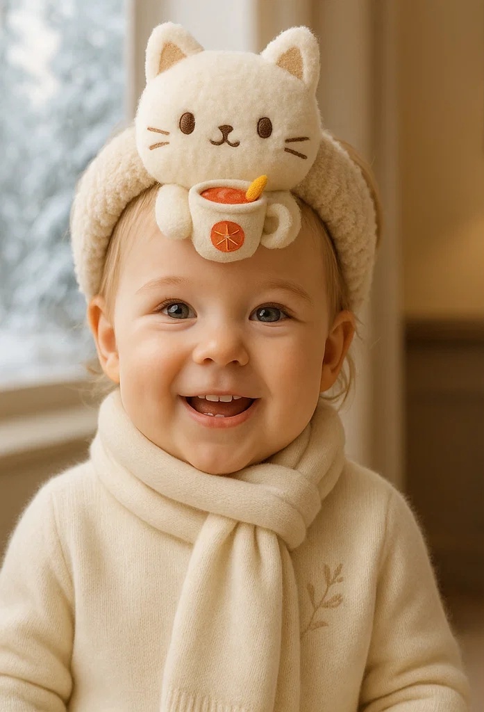 Stylish Baby Headband with Removable Hot Drink Accessories - Perfect for Custom Photoshoots