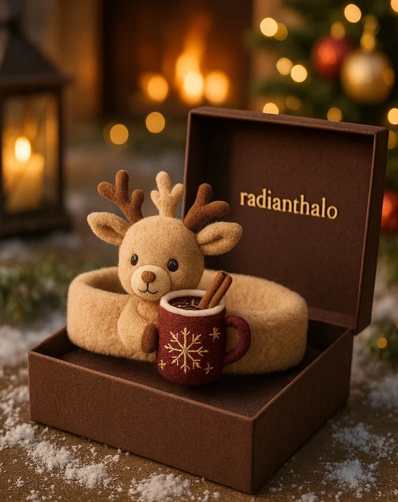 Festive Baby Headband with Reindeer and Hot Drink Cup - A Wonderful Holiday Photoshoot Prop