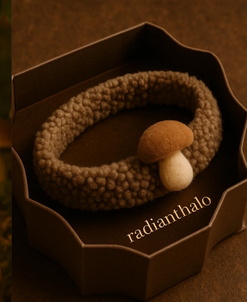Plush Baby Headbands with Mushroom Design for Gift Packaging