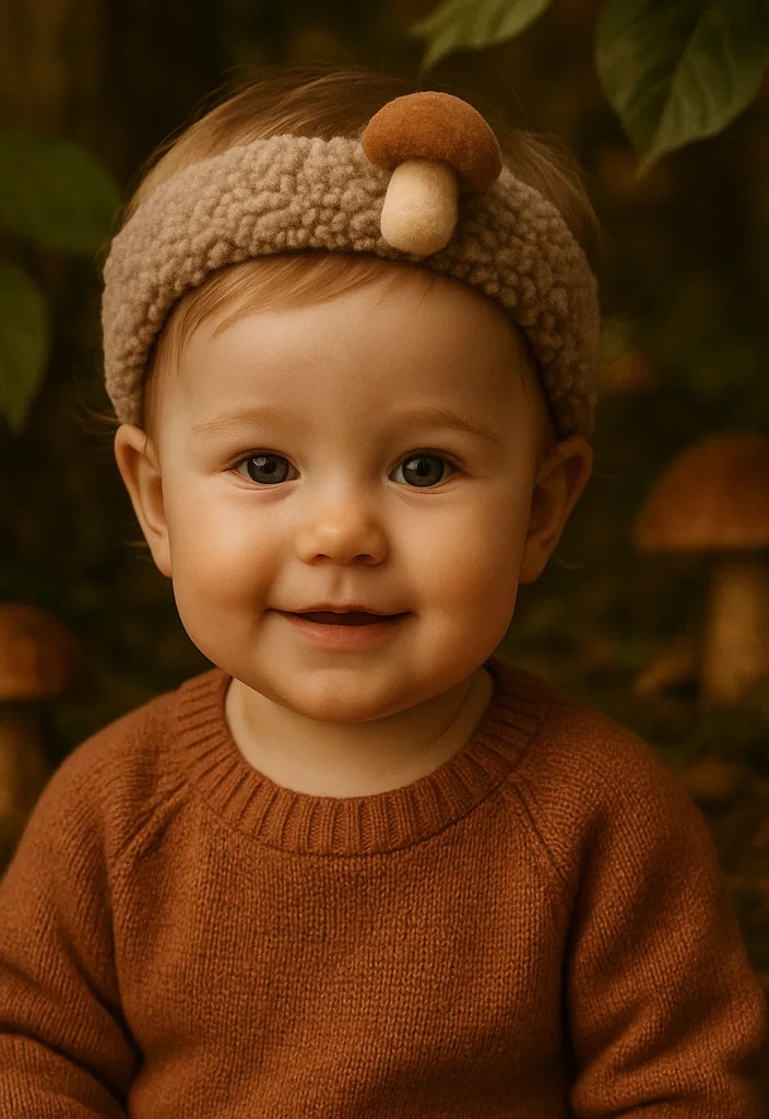 Plush Baby Headbands with Mushroom Design for Gift Packaging