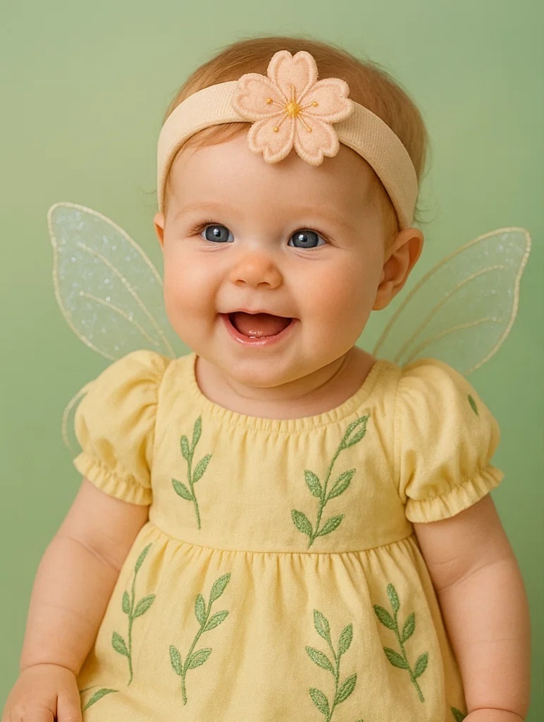 Single Sakura Fairy Headband – Pink Cherry Blossom, Soft Stretch Band