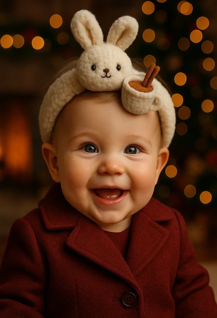 Charming Baby Headband with Animal Mug Design – Perfect for Holiday Gifting