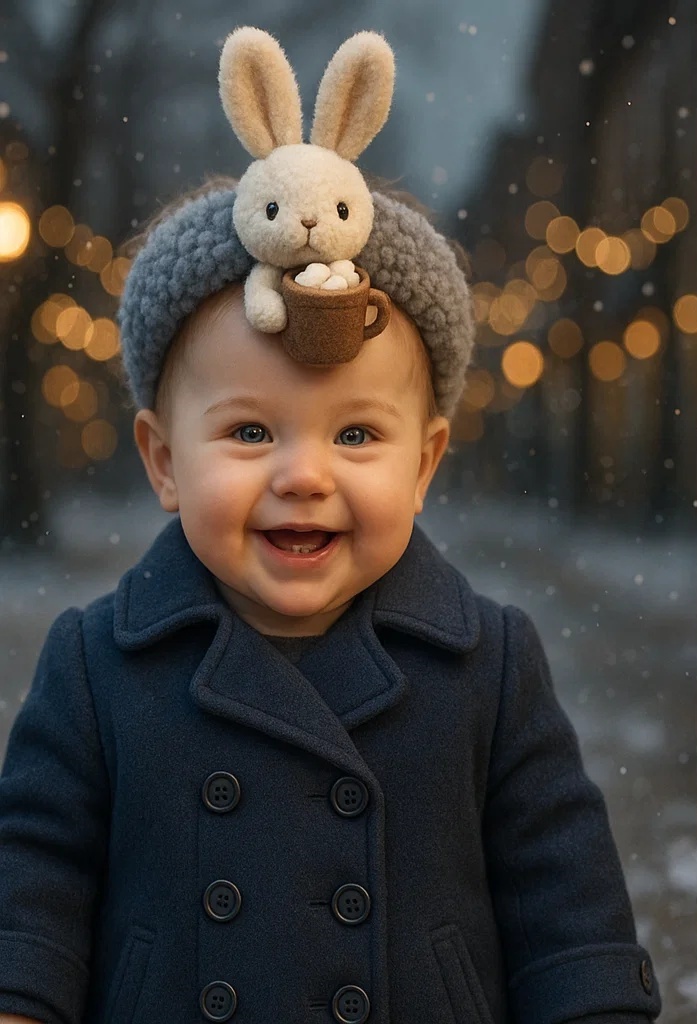 Felted Baby Headband with Cute Rabbit Design – A Must-Have for Baby Photoshoots
