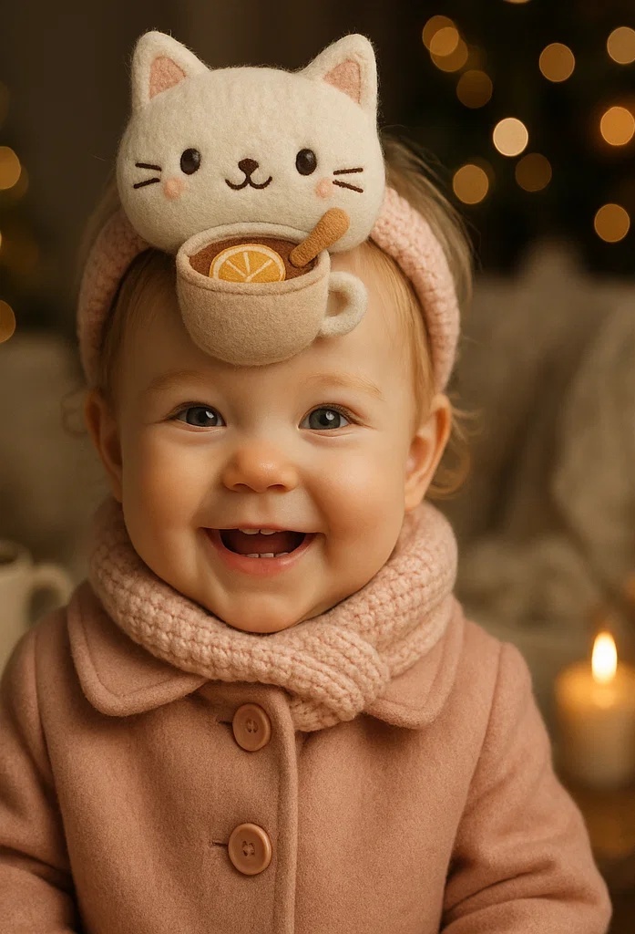 Delightful Felt Baby Headband with Reindeer Design – A Perfect Gift for Christmas