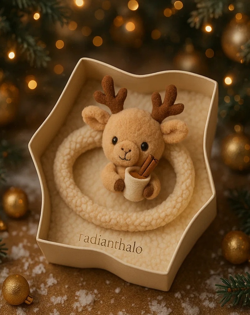 Winter-Inspired Felt Baby Headband with Cute Reindeer – Soft and Cozy for Little Ones