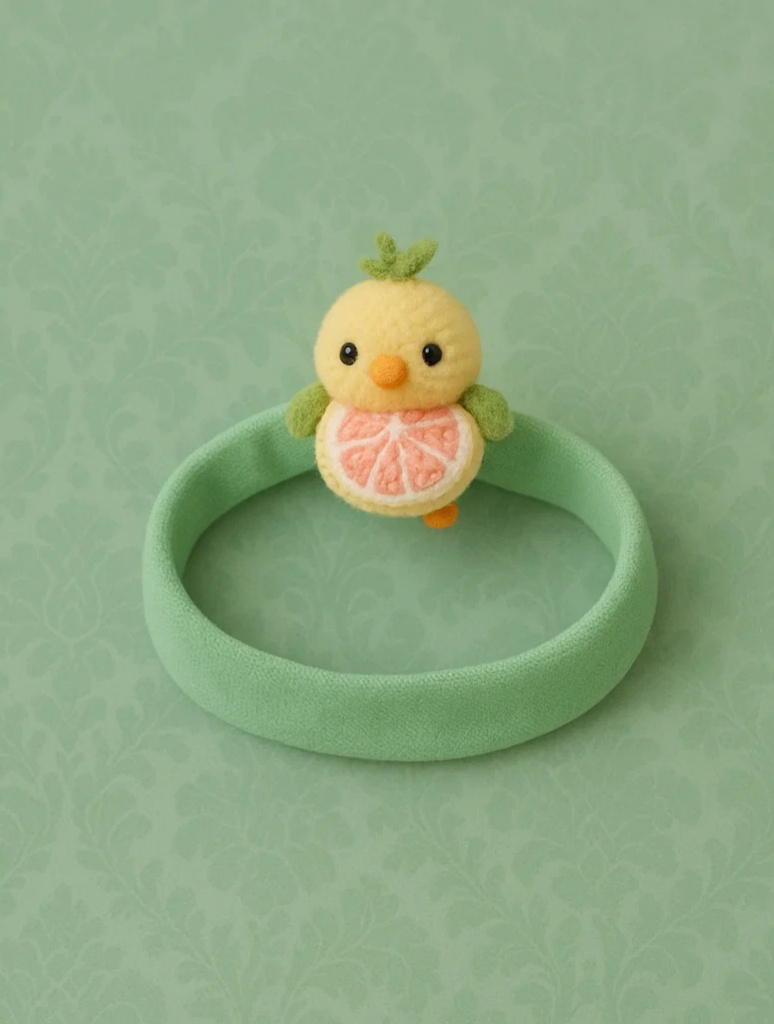 Chick-Themed Baby Headband with Fruit
