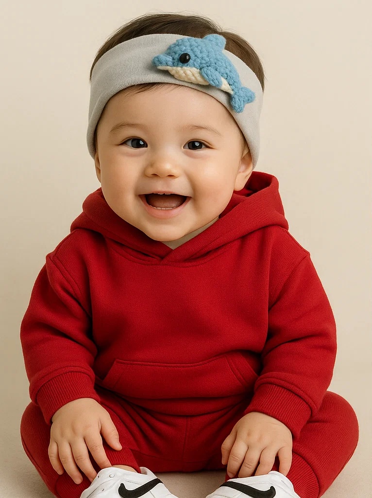 Green Headband with Plush Dolphin Toy – Baby’s Favorite Photo Prop