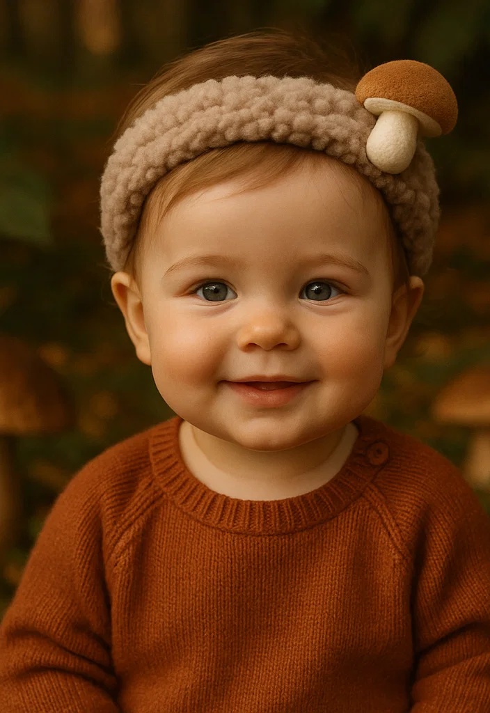 Creative Baby Headbands with Mushroom Embellishment for Nature-Inspired Collections