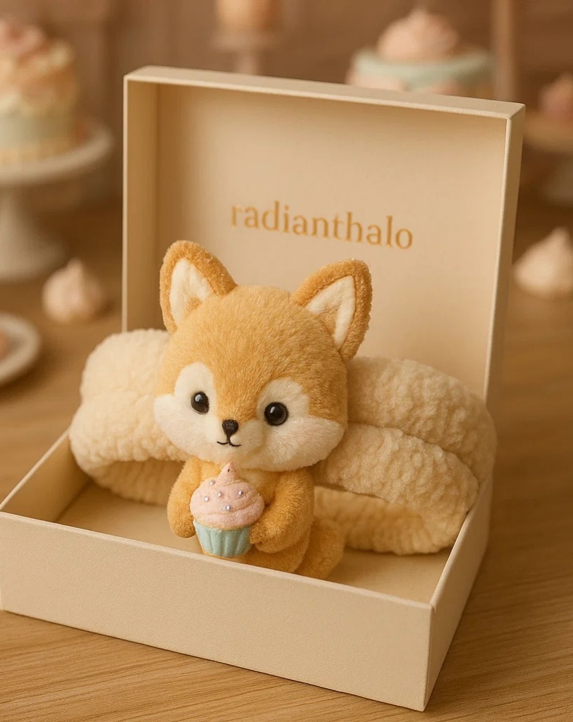 Adorable Felt Fox Baby Headband with Cupcake – Perfect for Baby Photography