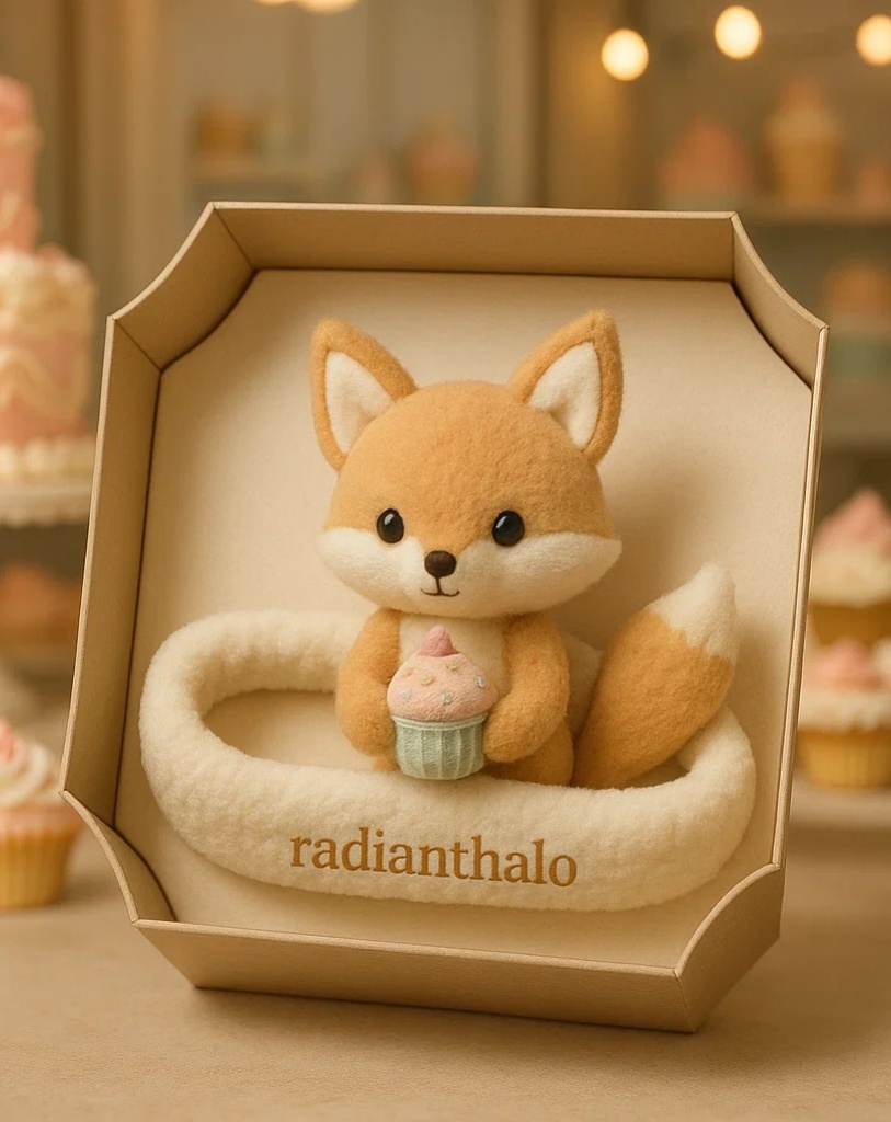 Handmade Felt Fox Baby Headband with Cupcake – Ideal for Gift Giving