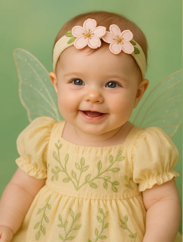 Cherry Blossom Fairy Headband – Three Sakura Flowers, Soft Elastic Band