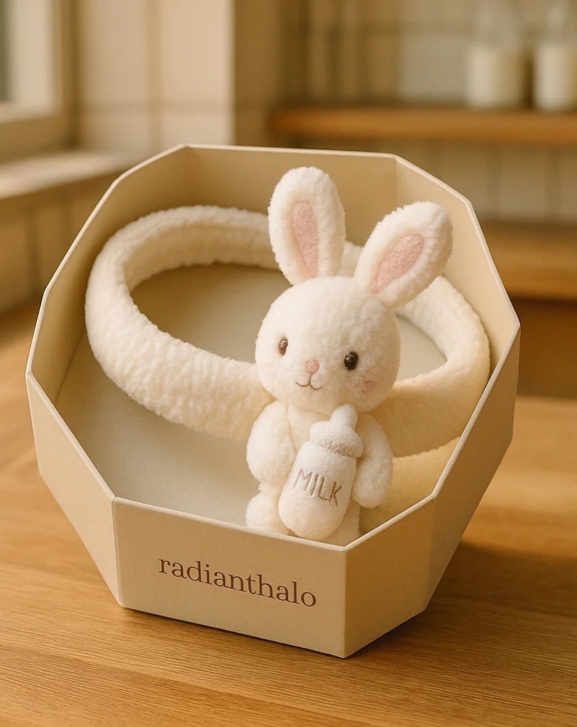 Felt Bunny Baby Headband with Milk Bottle – Perfect for Baby Photoshoots