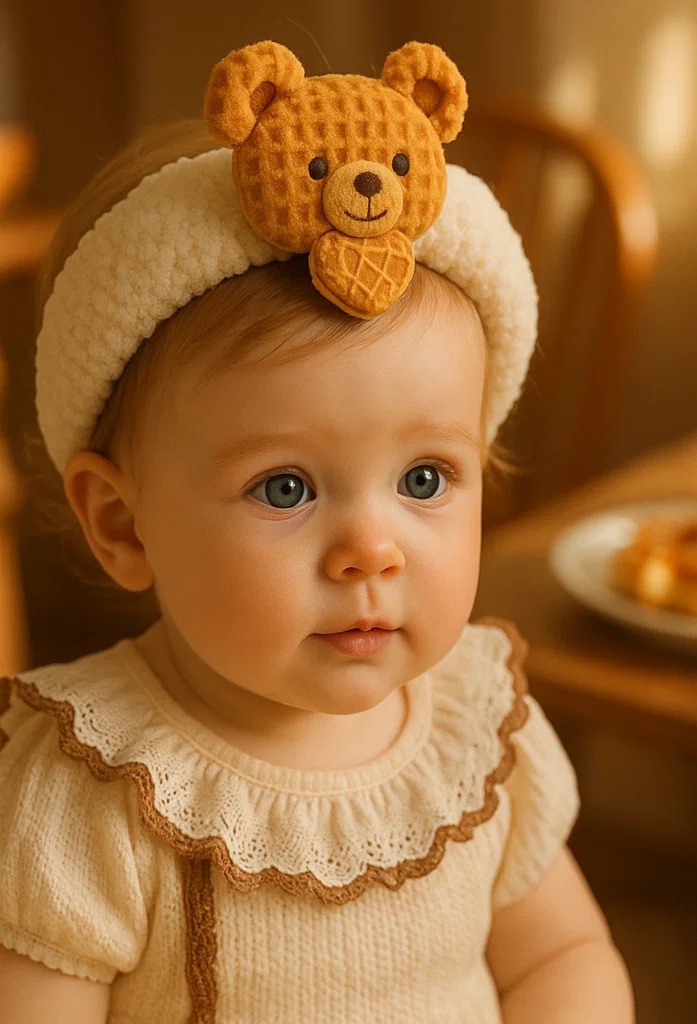 Waffle Bear Baby Headband – Adorable Design for Baby Photoshoots