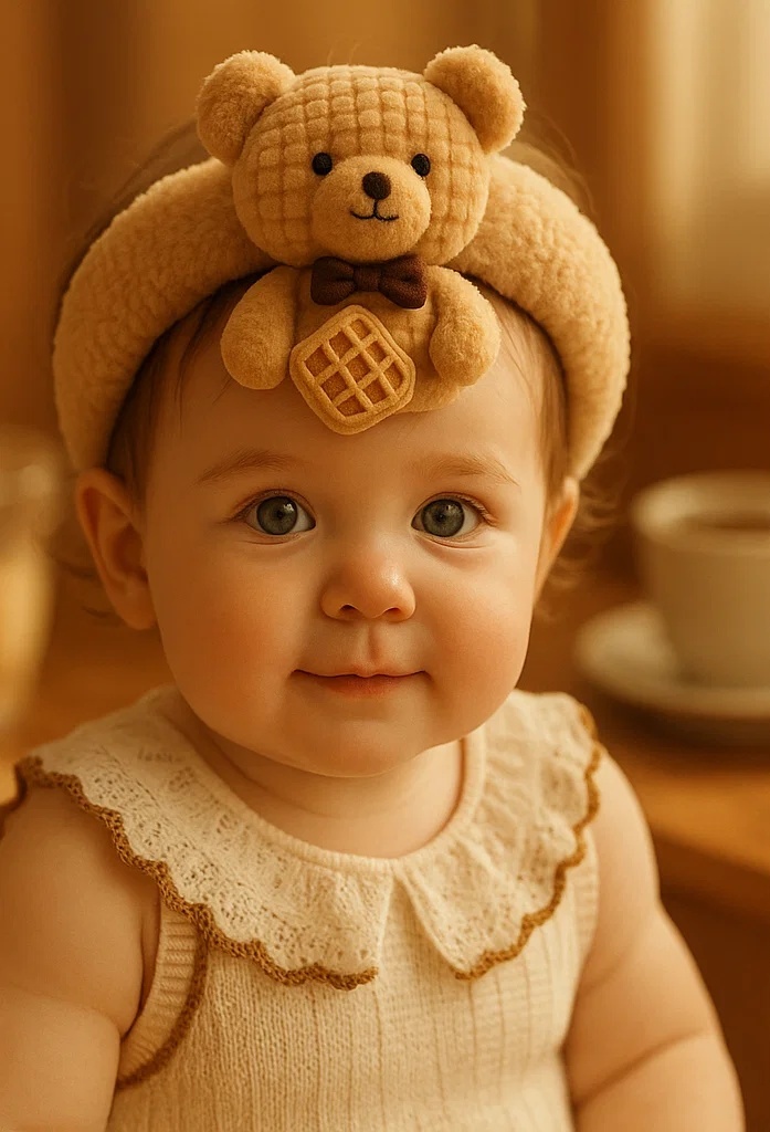 Cute Bear Baby Headband with Waffle Design – Soft and Perfect for Baby Gifts