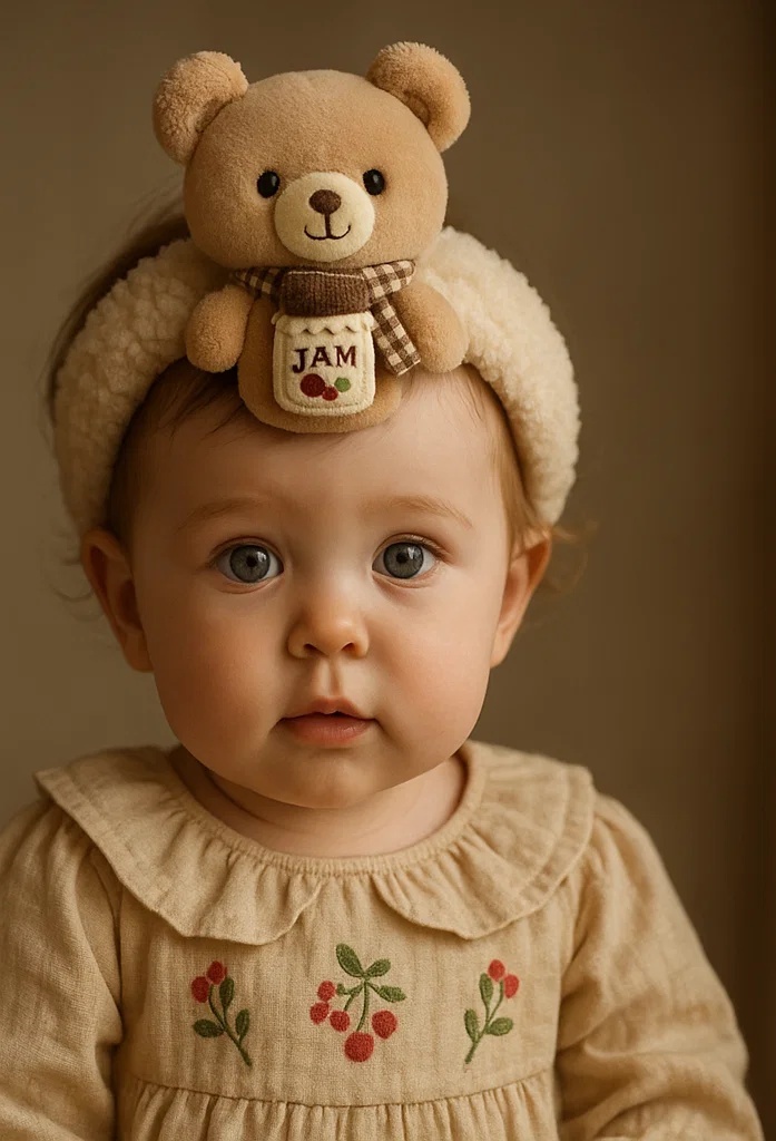 Bear Baby Headband with Jam Jar – Ideal for Baby Accessories and Gifts